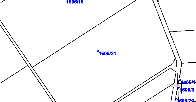 Parcela st. 1606/21 v KÚ Křenovice u Slavkova, Katastrální mapa