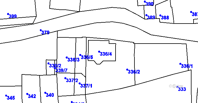 Parcela st. 336/4 v KÚ Křenovice u Slavkova, Katastrální mapa