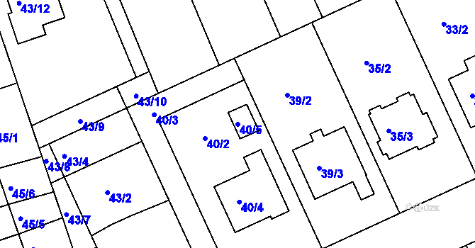 Parcela st. 40/5 v KÚ Křenovice u Slavkova, Katastrální mapa