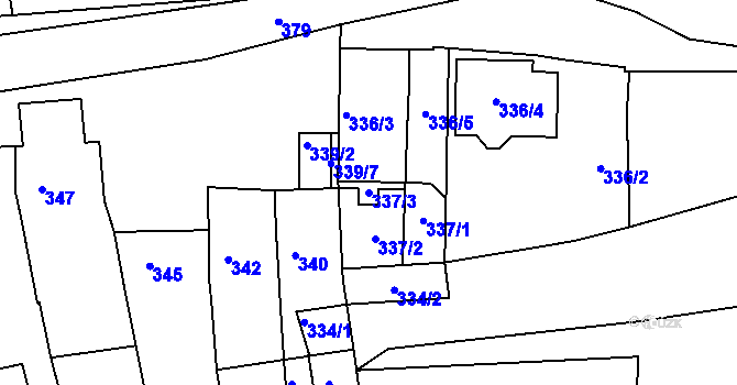 Parcela st. 337/3 v KÚ Křenovice u Slavkova, Katastrální mapa