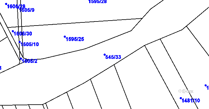 Parcela st. 545/33 v KÚ Křenovice u Slavkova, Katastrální mapa
