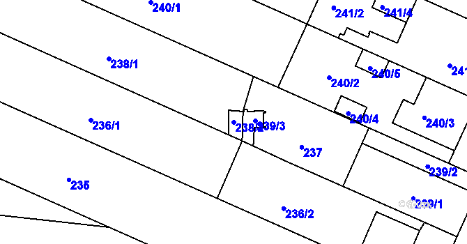 Parcela st. 238/2 v KÚ Křenovice u Slavkova, Katastrální mapa