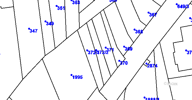 Parcela st. 372/2 v KÚ Křenovice u Kojetína, Katastrální mapa