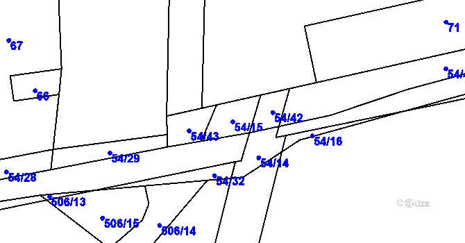 Parcela st. 54/15 v KÚ Křenovice u Kojetína, Katastrální mapa