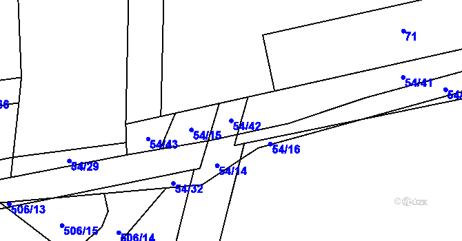 Parcela st. 54/42 v KÚ Křenovice u Kojetína, Katastrální mapa