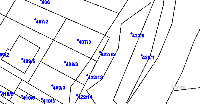 Parcela st. 422/12 v KÚ Křenovice u Kojetína, Katastrální mapa