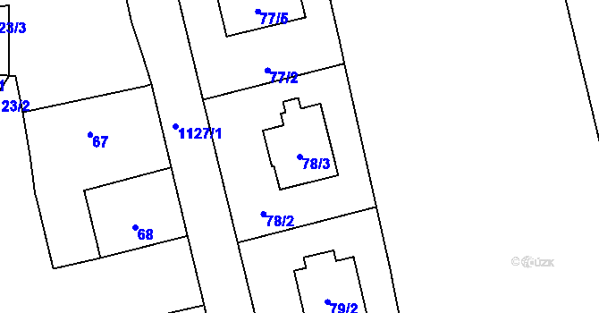 Parcela st. 78/3 v KÚ Křenovy, Katastrální mapa