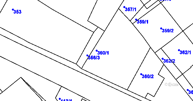 Parcela st. 360/1 v KÚ Semošice, Katastrální mapa