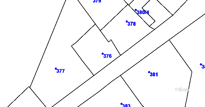 Parcela st. 376 v KÚ Semošice, Katastrální mapa