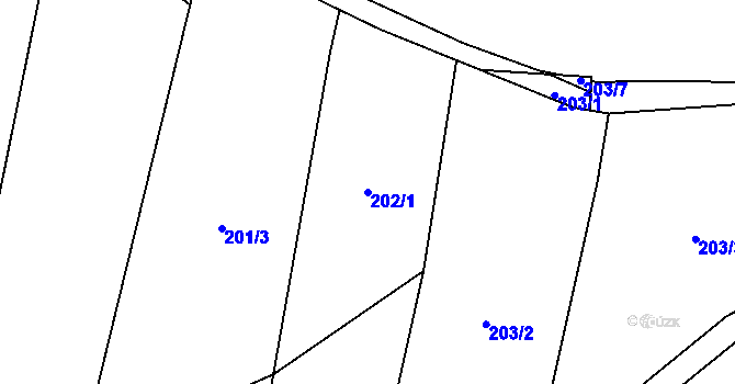 Parcela st. 202/1 v KÚ Vránov, Katastrální mapa