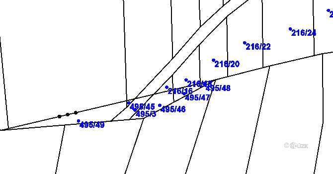 Parcela st. 216/16 v KÚ Vránov, Katastrální mapa