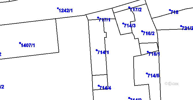 Parcela st. 714/1 v KÚ Vránov, Katastrální mapa