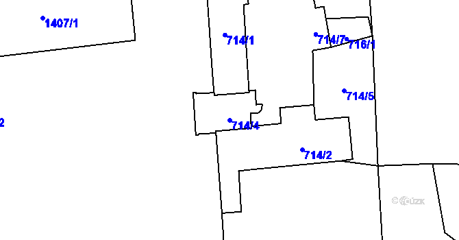Parcela st. 714/4 v KÚ Vránov, Katastrální mapa
