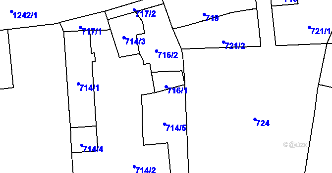 Parcela st. 716/1 v KÚ Vránov, Katastrální mapa