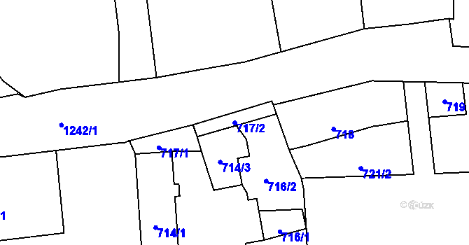 Parcela st. 717/2 v KÚ Vránov, Katastrální mapa
