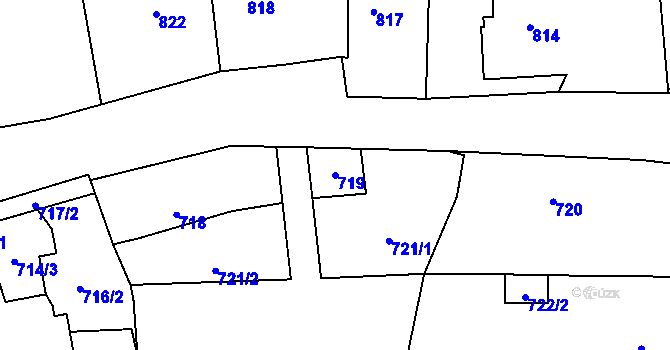 Parcela st. 719 v KÚ Vránov, Katastrální mapa