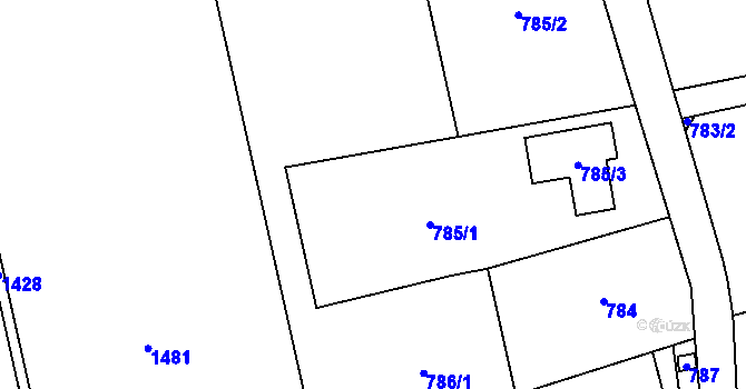 Parcela st. 786/1 v KÚ Vránov, Katastrální mapa