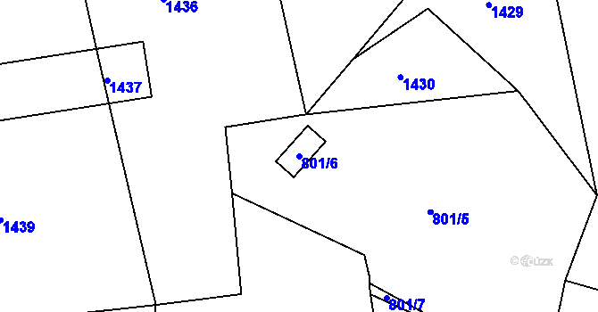 Parcela st. 801/6 v KÚ Vránov, Katastrální mapa