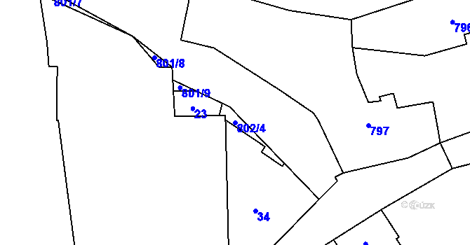 Parcela st. 802/4 v KÚ Vránov, Katastrální mapa