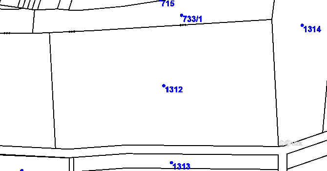 Parcela st. 1312 v KÚ Vránov, Katastrální mapa