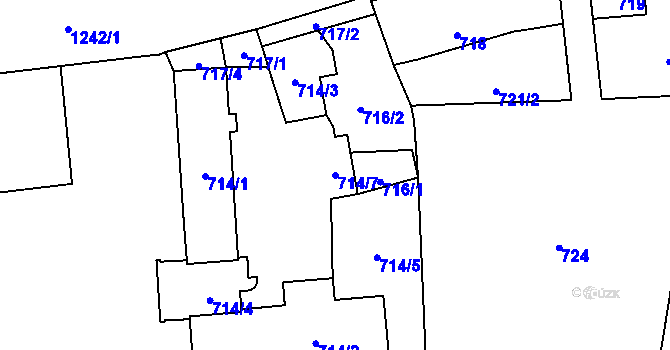 Parcela st. 714/7 v KÚ Vránov, Katastrální mapa