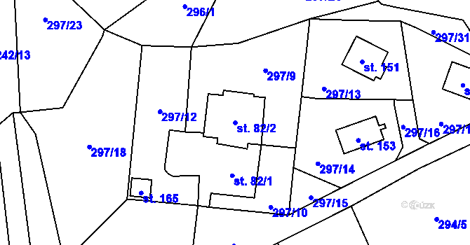 Parcela st. 82/2 v KÚ Křepenice, Katastrální mapa