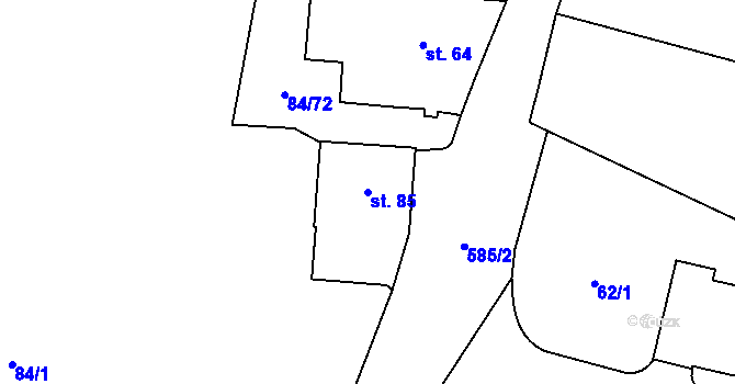 Parcela st. 85 v KÚ Křepenice, Katastrální mapa