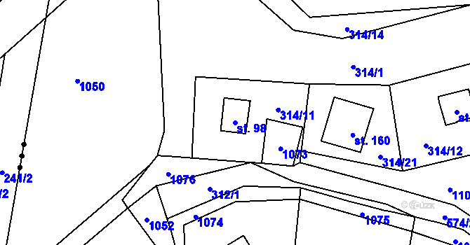 Parcela st. 98 v KÚ Křepenice, Katastrální mapa