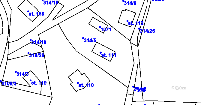 Parcela st. 111 v KÚ Křepenice, Katastrální mapa