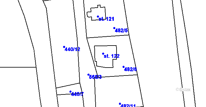 Parcela st. 122 v KÚ Křepenice, Katastrální mapa