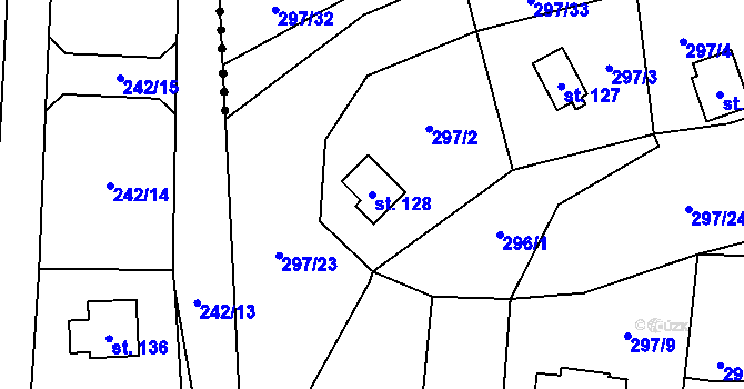 Parcela st. 128 v KÚ Křepenice, Katastrální mapa