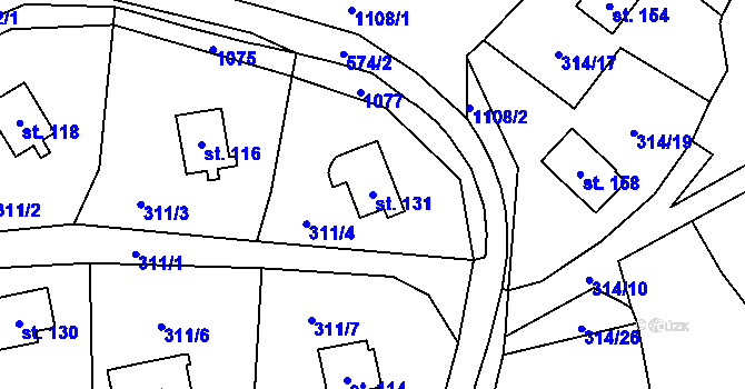 Parcela st. 131 v KÚ Křepenice, Katastrální mapa