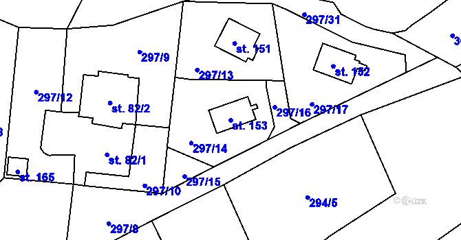 Parcela st. 153 v KÚ Křepenice, Katastrální mapa