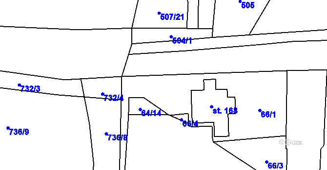 Parcela st. 66/2 v KÚ Křepenice, Katastrální mapa