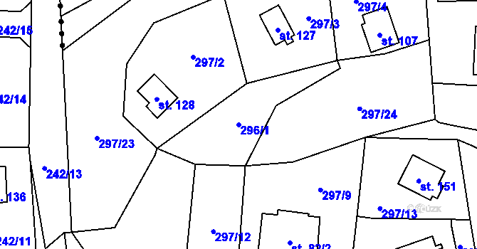 Parcela st. 296/1 v KÚ Křepenice, Katastrální mapa