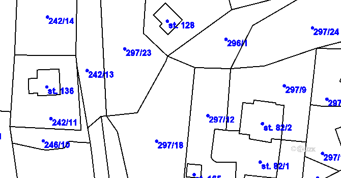 Parcela st. 296/2 v KÚ Křepenice, Katastrální mapa