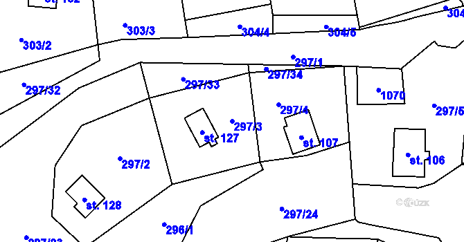 Parcela st. 297/3 v KÚ Křepenice, Katastrální mapa