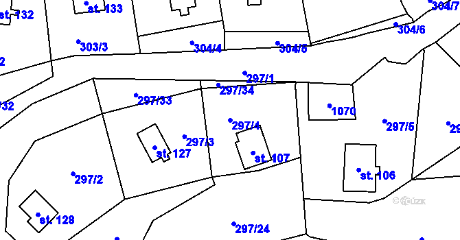 Parcela st. 297/4 v KÚ Křepenice, Katastrální mapa