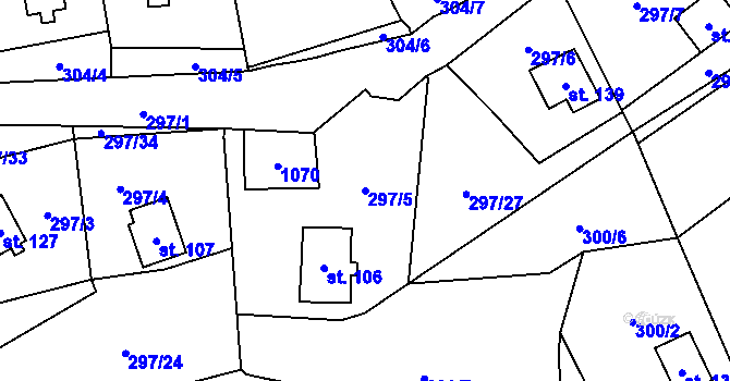 Parcela st. 297/5 v KÚ Křepenice, Katastrální mapa