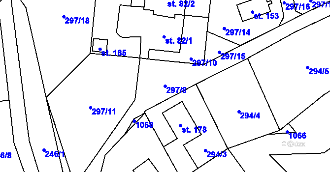 Parcela st. 297/8 v KÚ Křepenice, Katastrální mapa