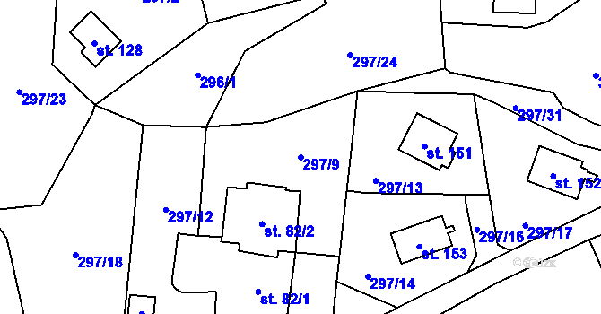 Parcela st. 297/9 v KÚ Křepenice, Katastrální mapa