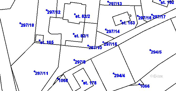 Parcela st. 297/10 v KÚ Křepenice, Katastrální mapa