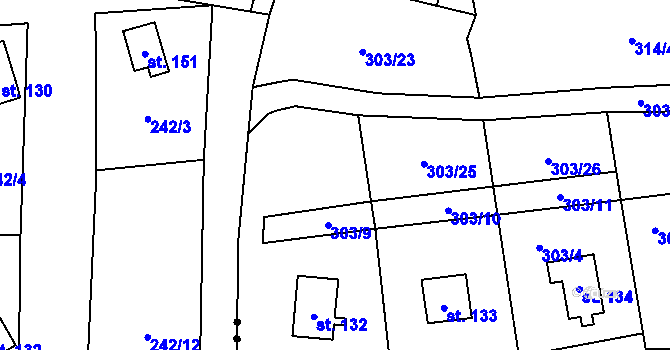 Parcela st. 303/1 v KÚ Křepenice, Katastrální mapa