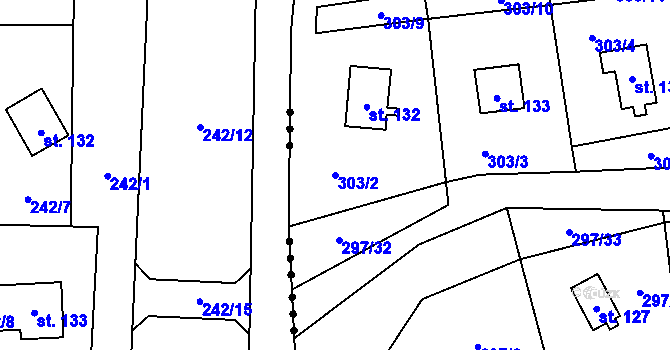 Parcela st. 303/2 v KÚ Křepenice, Katastrální mapa