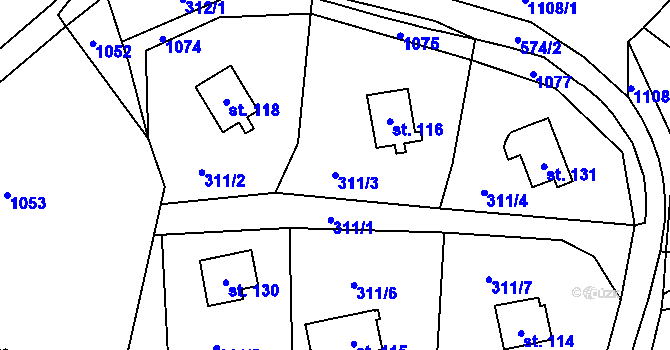 Parcela st. 311/3 v KÚ Křepenice, Katastrální mapa