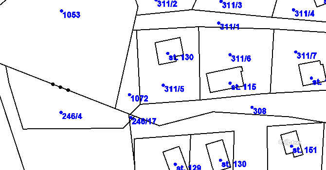 Parcela st. 311/5 v KÚ Křepenice, Katastrální mapa