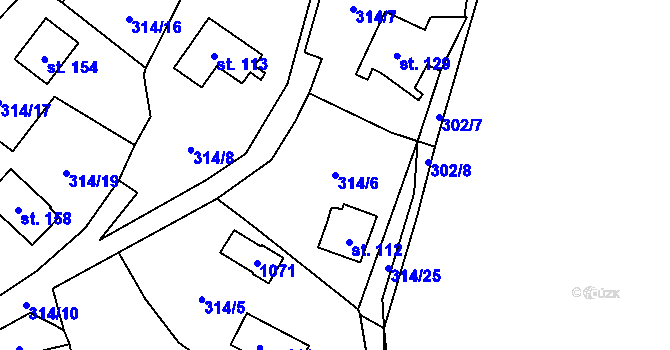 Parcela st. 314/6 v KÚ Křepenice, Katastrální mapa