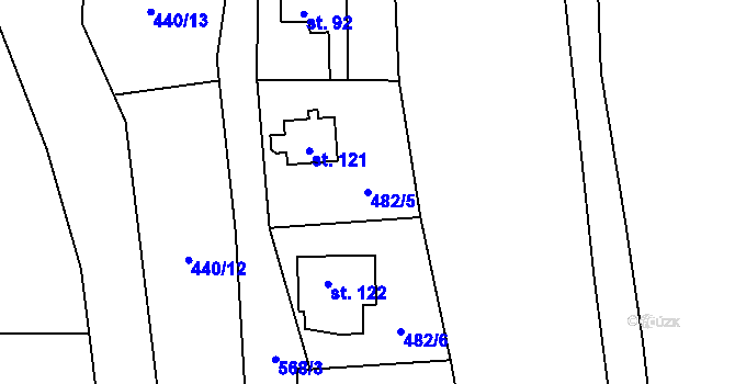 Parcela st. 482/5 v KÚ Křepenice, Katastrální mapa