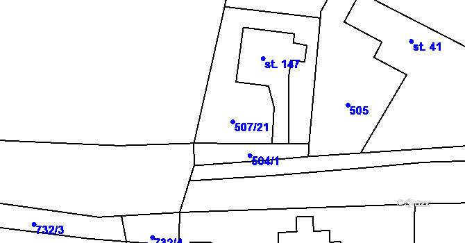Parcela st. 507/21 v KÚ Křepenice, Katastrální mapa