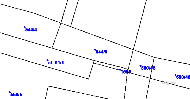 Parcela st. 544/5 v KÚ Křepenice, Katastrální mapa